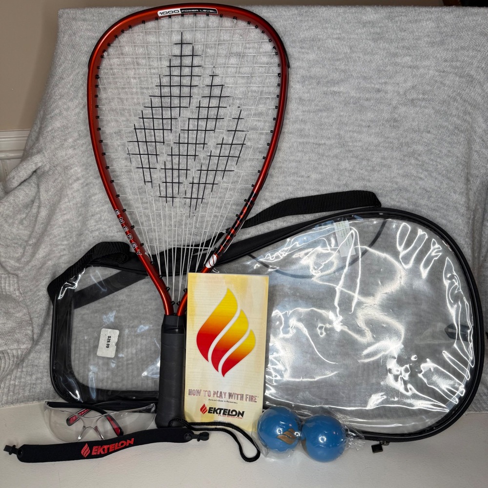 Ektelon Energy Racquetball Racquet 1000 Power Level Oversize 105 Case Glasses